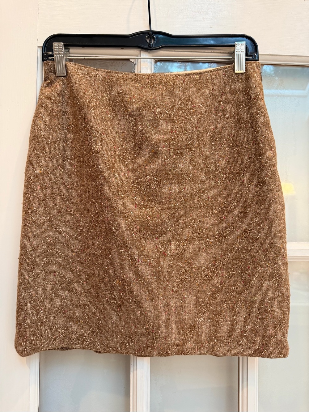 Vintage Yoana Baraschi Y2K Tan Donegal Flecked Tweed Wool Mini Skirt Size 2 XS